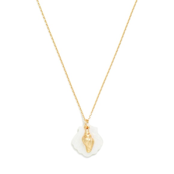 Jewelry - Gold Shell Pendant Necklace with White Mother-of-Pearl Accent